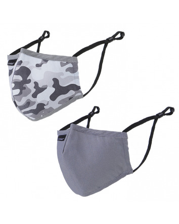 REUSABLE FACE MASKS 2PK - YOUTH - CAMOUFLAGE + GREY