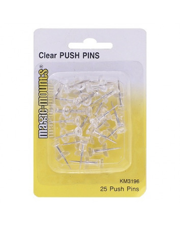 PUSH PINS CLEAR 25 PACK