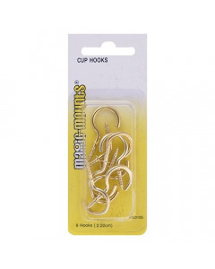 SAFETY CUP HOOKS BRASS-PLATED 8 PACK