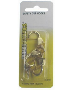 SAFETY CUP HOOKS BRASS 4 PACK